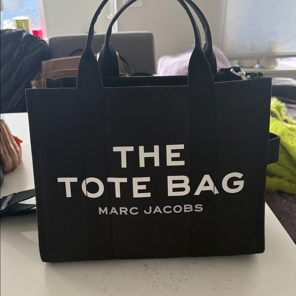 Marc Jacobs Black Tote Bag with White Lettering